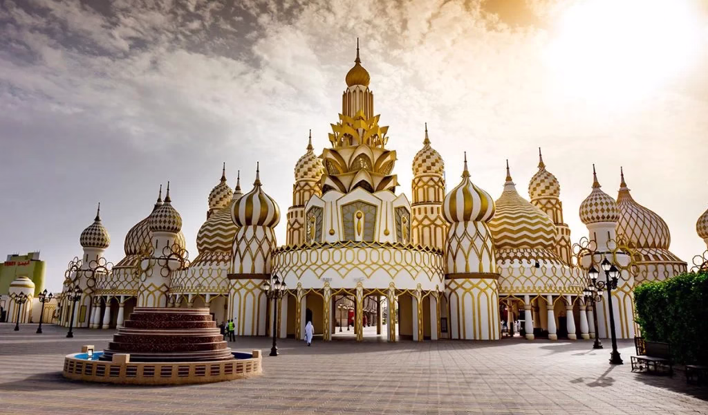 Visitors enjoying attractions with any day ticket at Global Village – buy tickets online for Global Village for a hassle-free experience.