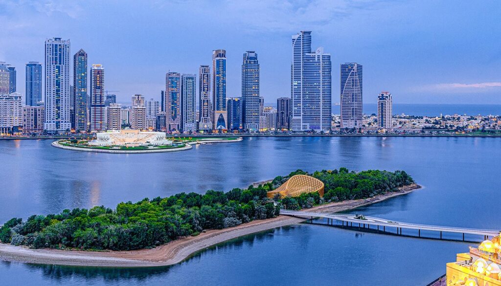 Tourists enjoying a City Tour Sharjah, visiting cultural landmarks and engaging in authentic Sharjah sightseeing during a guided Sharjah tour experience.