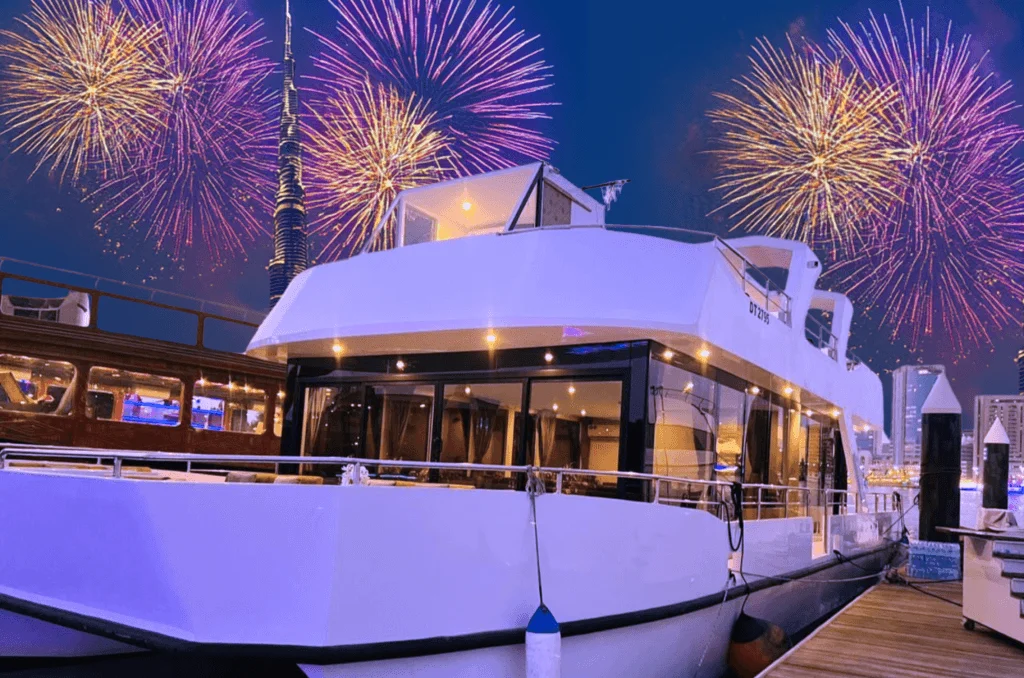 › Forever Tourism LLC Dubai Water Canal Cruise tickets dhow sailing with night lights and skyline