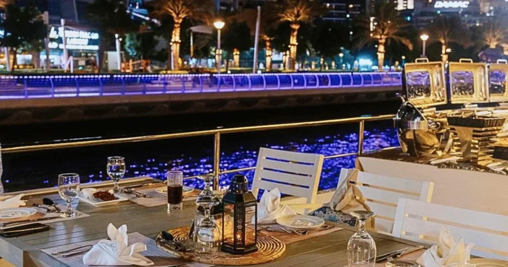 › Forever Tourism LLC Dubai Water Canal Cruise tickets dhow sailing with night lights and skyline