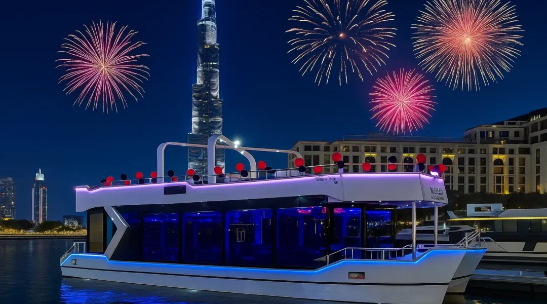 Dubai Water Canal Cruise tickets dhow sailing with night lights and skyline