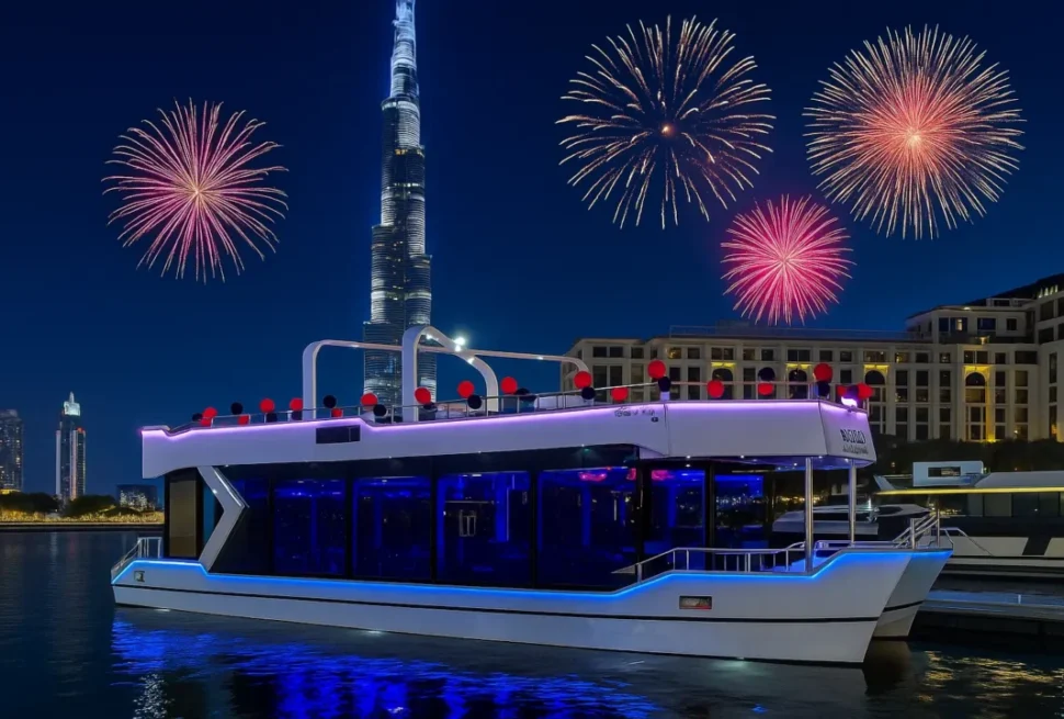 Dubai Water Canal Cruise tickets dhow sailing with night lights and skyline