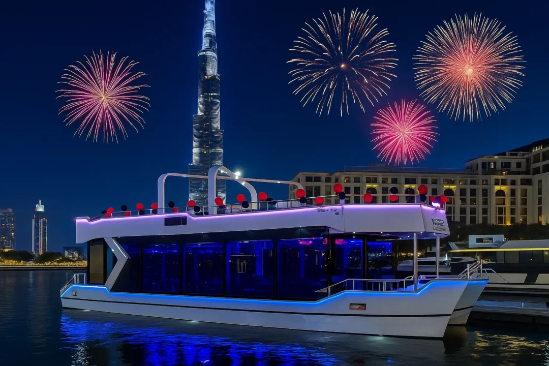 Dubai Water Canal Cruise tickets dhow sailing with night lights and skyline