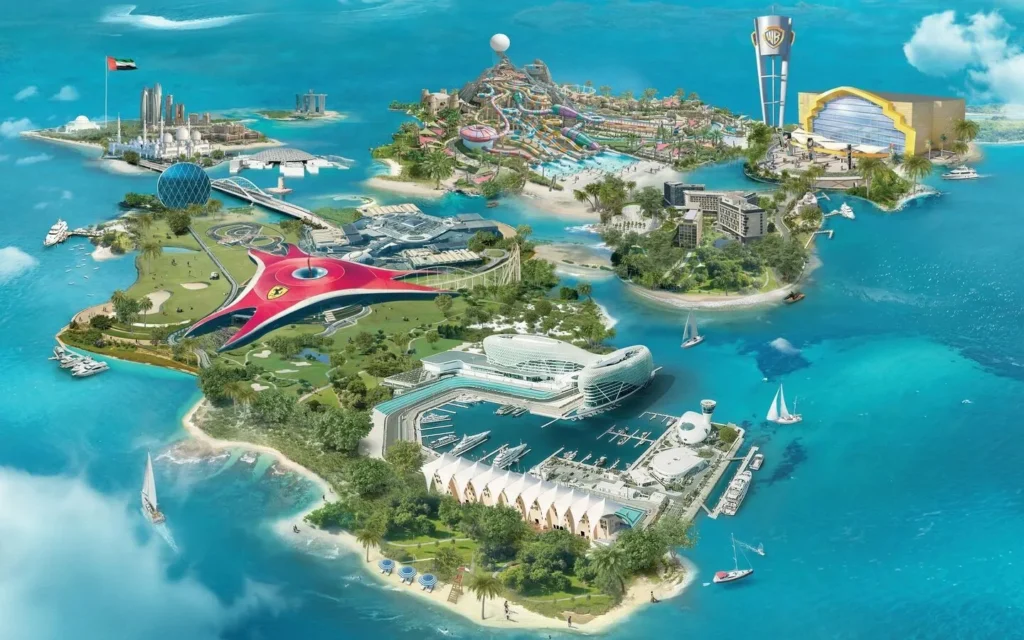 › Forever Tourism LLC Beautiful view of attractions near Abu Dhabi's Louvre Museum including gardens and cultural sites