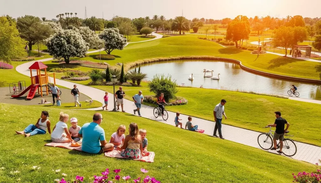People enjoying their day at picnic places in Dubai with scenic views and greenery in 2025.