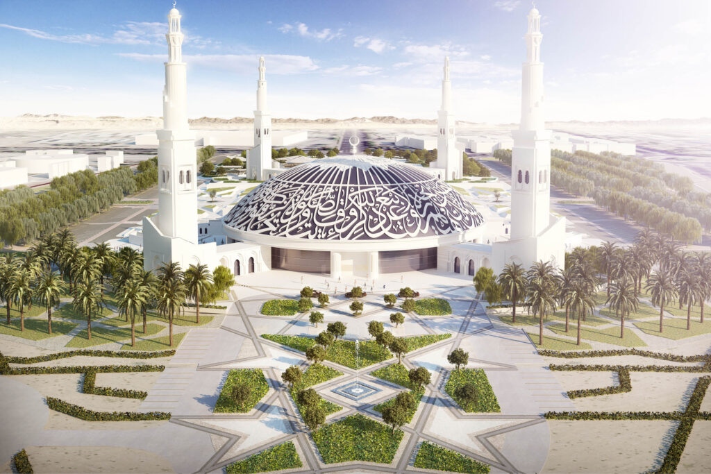 › Forever Tourism LLC Grand domes and marble courtyard at one of the top mosques to visit in the UAE