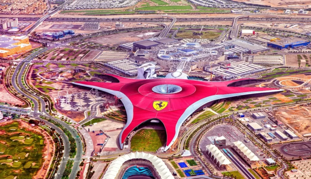 Visitors enjoying Abu Dhabi city tour with Ferrari World thrills, booking with Forever Tourism.