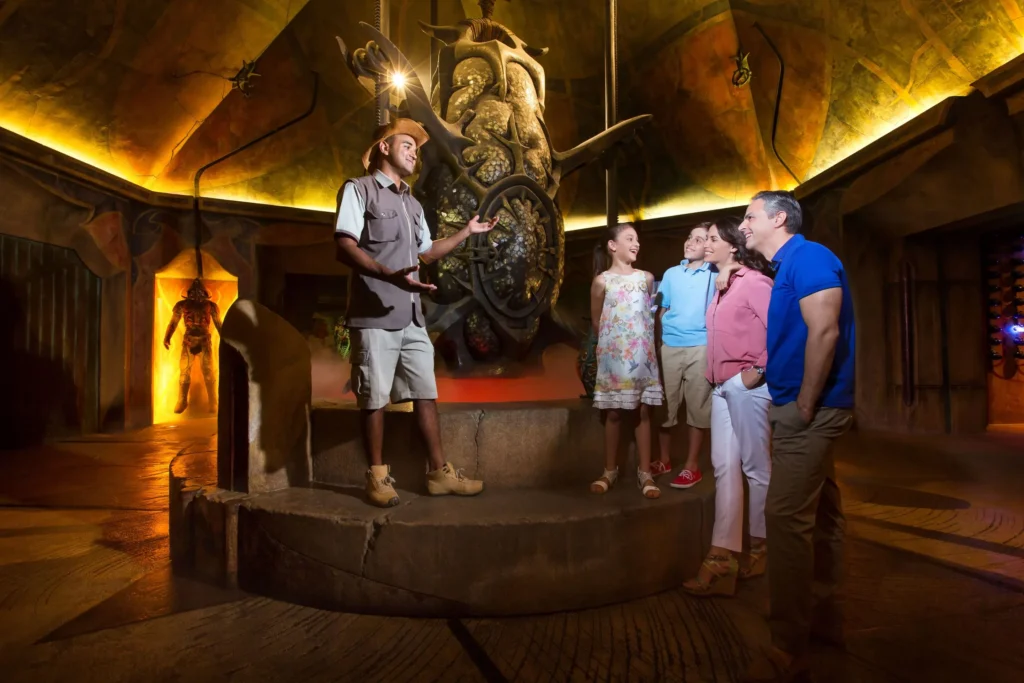 Atlantis Aquaventure slides and Lost Chambers Aquarium tunnel view inside Dubai's iconic Palm resort