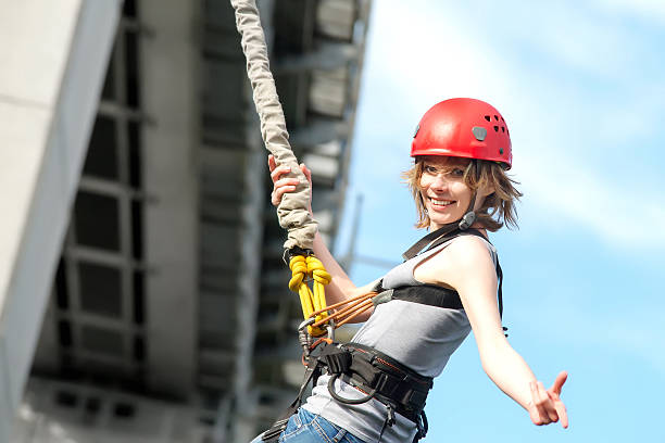 Bungee jumping in Dubai for beginners from a crane with desert skyline in background