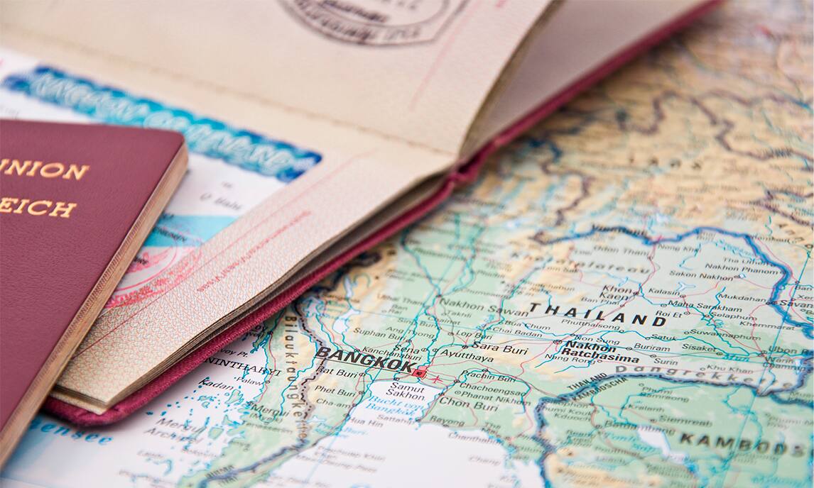 Traveler preparing documents required for Thailand visa from Dubai, including passport, ID, and booking confirmations, ready to apply from Dubai to Thailand.