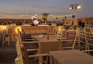 Sunset view of the best evening safari in Dubai with camel ride and desert camp