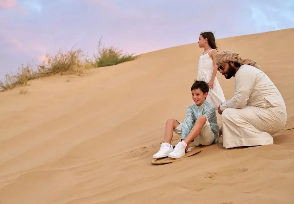 Sunrise camel ride during the best morning desert safari in Dubai