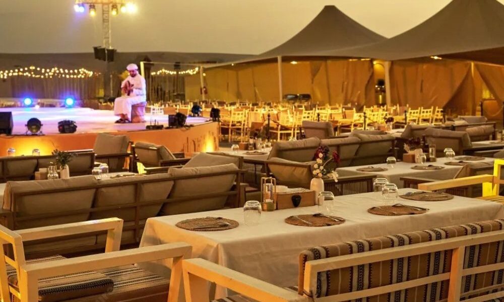 Traditional Bedouin setup at desert safari camp Dubai