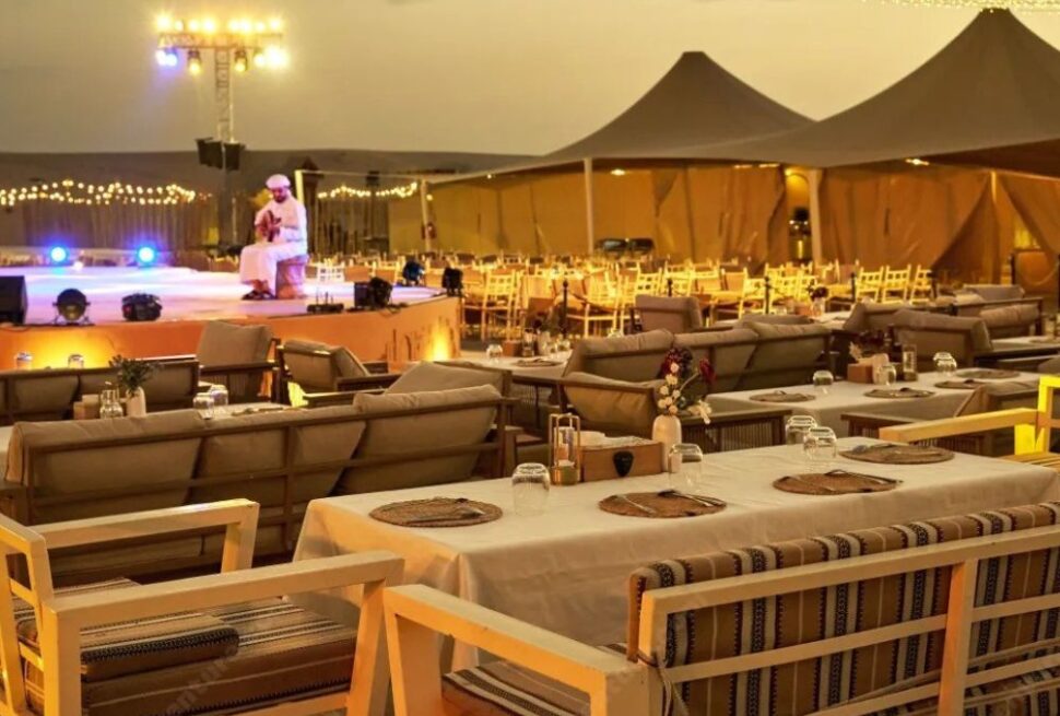 Traditional Bedouin setup at desert safari camp Dubai