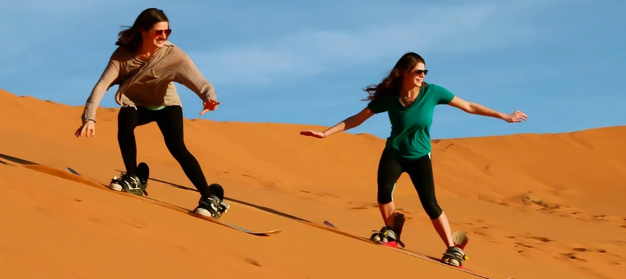 gallery-01694675491-morning-desert-safari-dubai › Forever Tourism LLC Thrilling sand sledding Dubai activity in the Arabian Desert