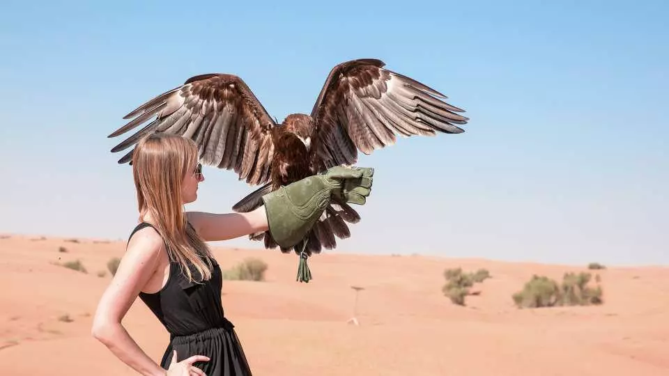 Tourist taking Desert Safari Dubai pictures during golden hour
