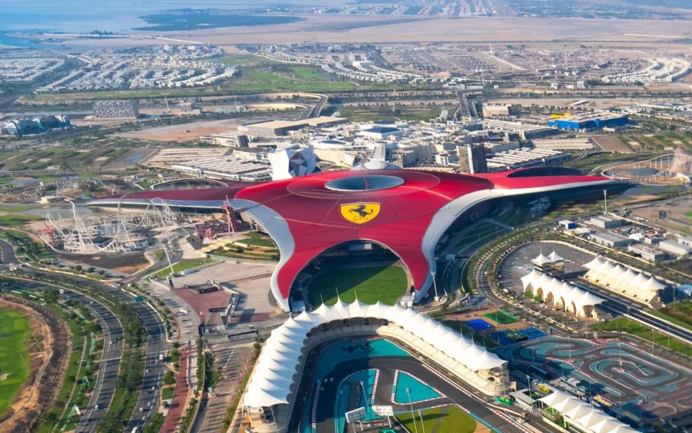 Abu Dhabi City Tour With Ferrari World – thrilling roller coaster background with Forever Tourism