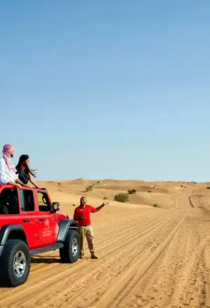 Dubai Desert Name explained with red dunes near Lahbab in the UAE Desert