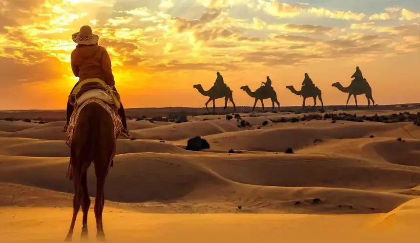 Dubai Red Dune Safari: Sunset Thrills & Easy Booking › Forever Tourism LLC Dubai red dune safari 4×4 on red dunes at sunset with camel ride