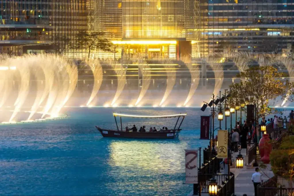 Dubai city tours with skyline view of Burj Khalifa, creek abra, and heritage lanes