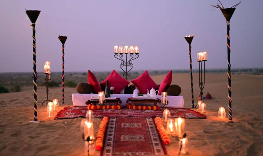 VIP desert safari Dubai private 4x4 on red dunes with candlelit VIP camp