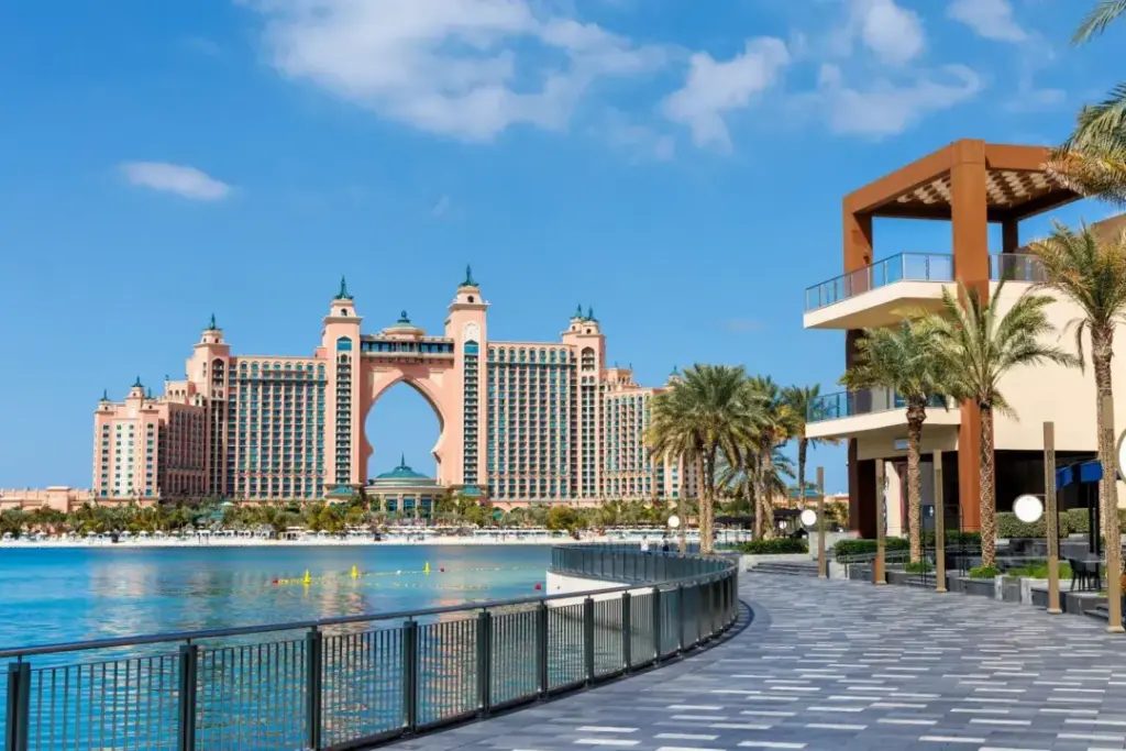 city sightseeing Dubai with skyline views, landmarks, and tour bus