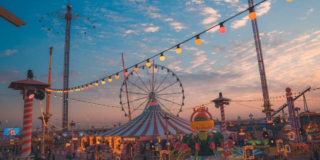 family day in Global Village with kids exploring pavilions and food stalls