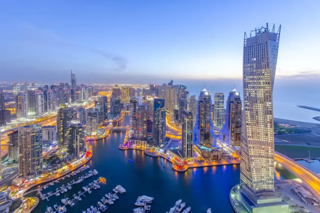 city sightseeing Dubai with skyline views, landmarks, and tour bus