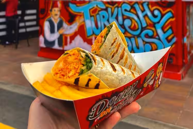 global village restaurants offering world cuisines and street food stalls