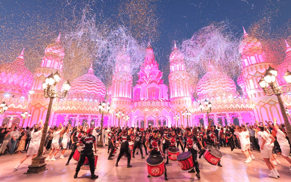 family day in Global Village with kids exploring pavilions and food stalls