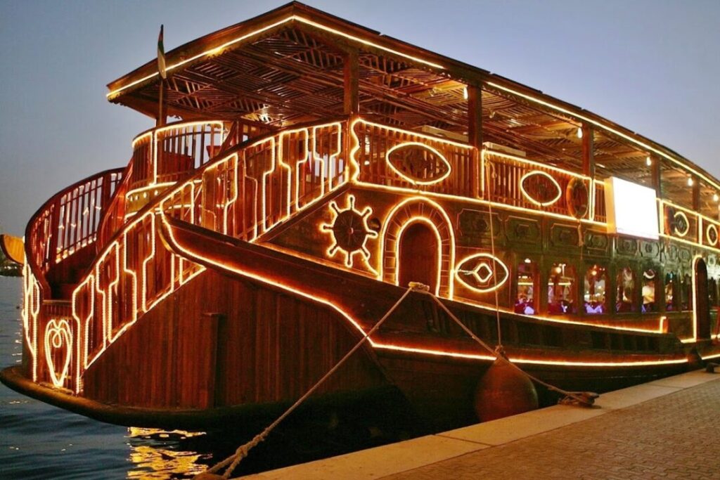 dhow-cruise-dubai-creek-1 › Forever Tourism LLC cruise from Dubai to Oman sailing across Arabian Sea with Musandam fjords
