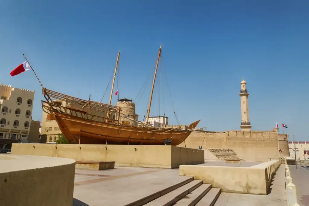 Dubai city sightseeing tour with skyline, Burj Khalifa, Dubai Creek, and traditional boats