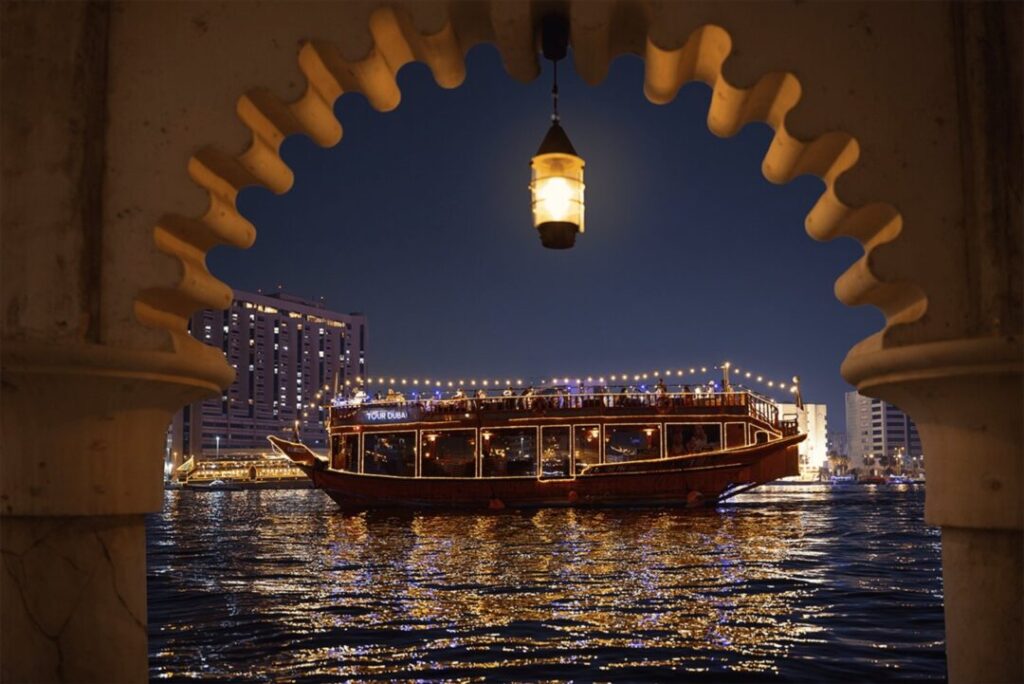 cruise tour from Dubai on Arabian Sea dhow cruise at sunset
