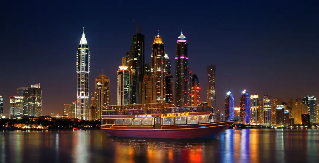 Dhow Cruise Dubai sailing at night combined with a 2 nights cruise from Dubai by Forever Tourism