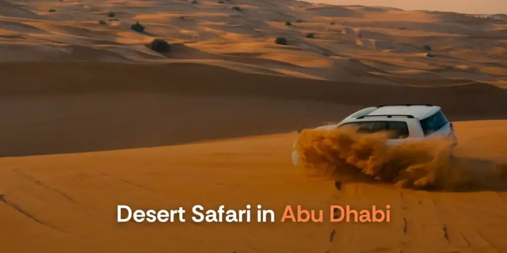 4x4 dune bashing during Abu Dhabi desert safari United Arab Emirates across golden dunes.