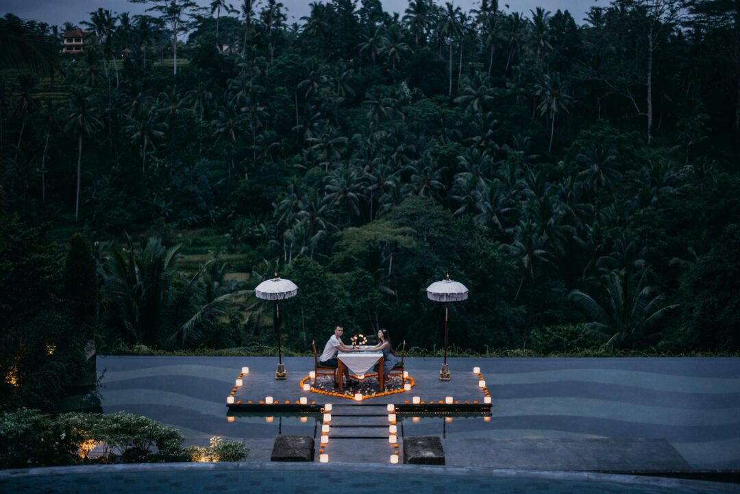 couple is enjoying a dinner in Bali