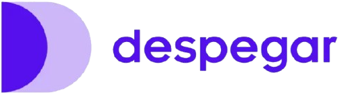 Despegar logo: a purple D-shaped mark followed by the word 'despegar' in purple on a black background.