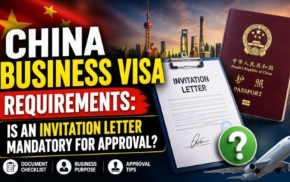 China Business Visa Requirements: Is An Invitation Letter Mandatory For Approval? › Forever Tourism LLC Thumbnail: China business visa requirements headline with invitation letter and passport imagery, plus an airplane. (informative)