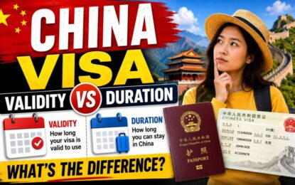 China Visa Validity vs Duration of Stay: What's the Difference? › Forever Tourism LLC Thumbnail about China visa: compares validity and duration, with a traveler holding a passport and visa documents.