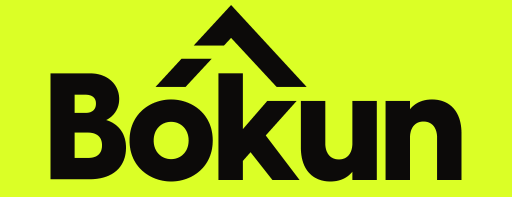 Bokun brand logo featuring a roof shape over the letter 'o' on a neon yellow background.