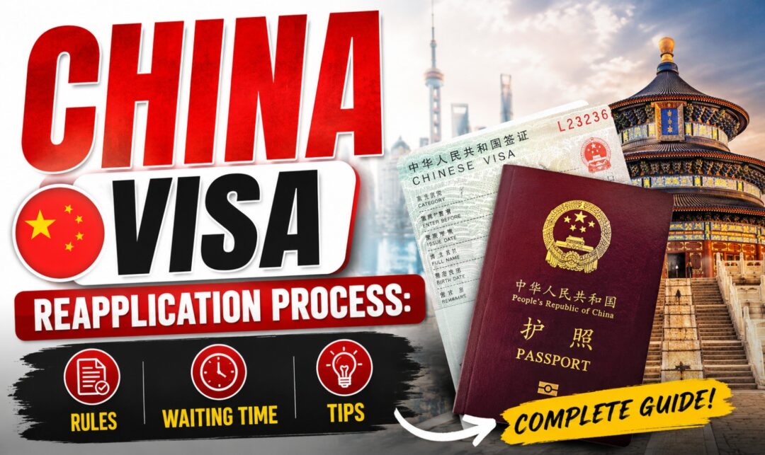 China Visa Reapplication Process: Rules, Waiting Time & Tips › Forever Tourism LLC China visa reapplication guide: passport and Chinese visa against iconic Chinese architecture background